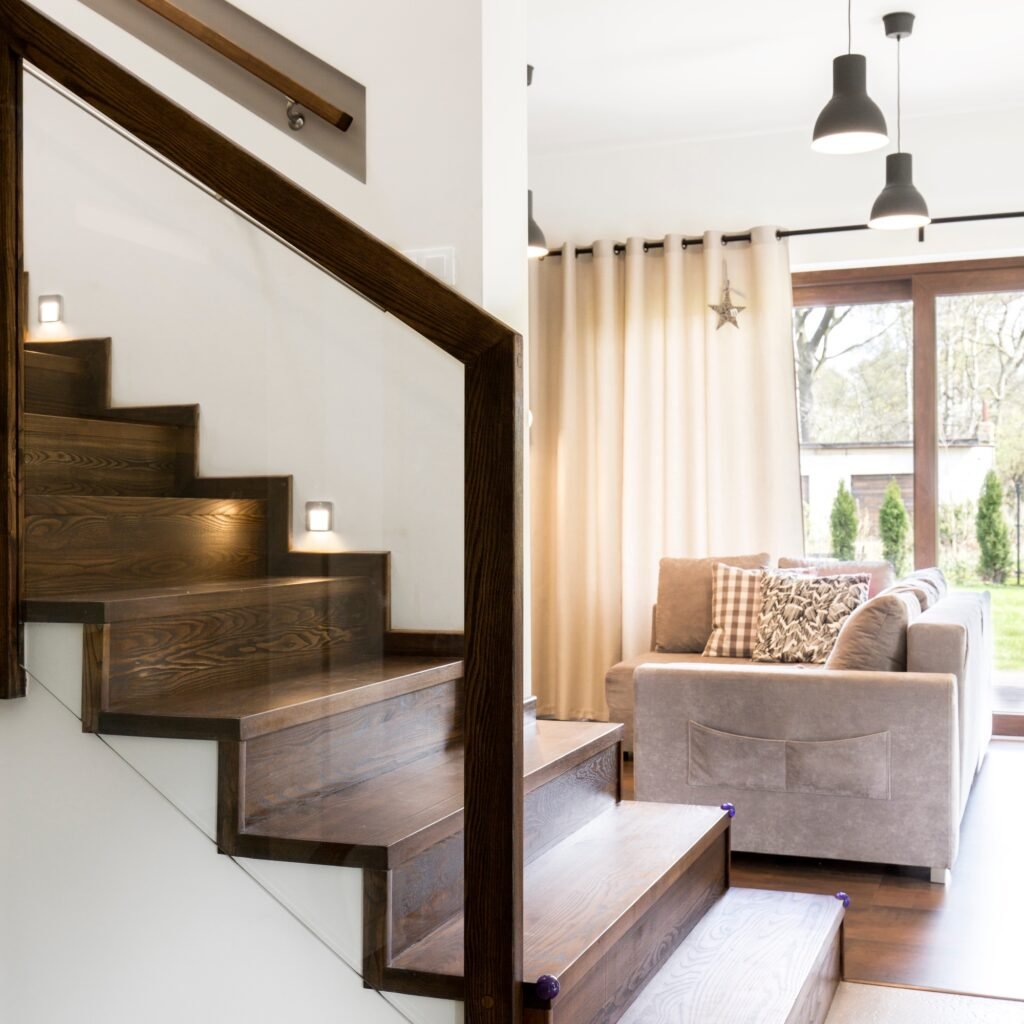 Wooden stairs in elegant houe